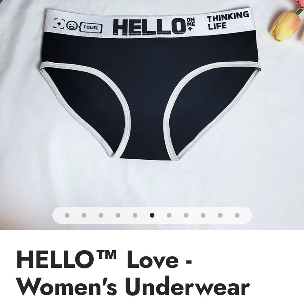 HELLO™ Women's Black Bikini Panties with White Trim